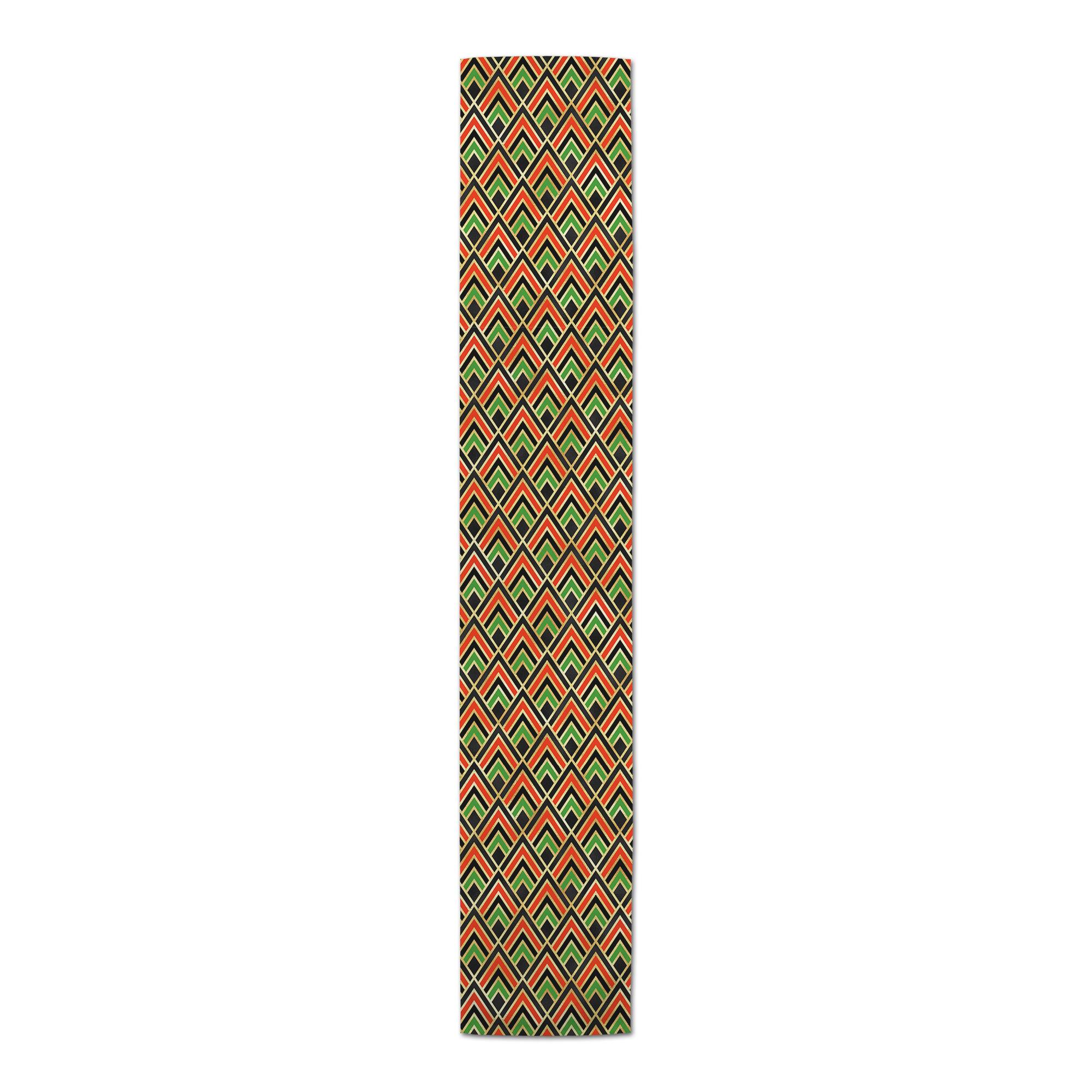 72" Kwanzaa Pattern Black Poly Twill Table Runner